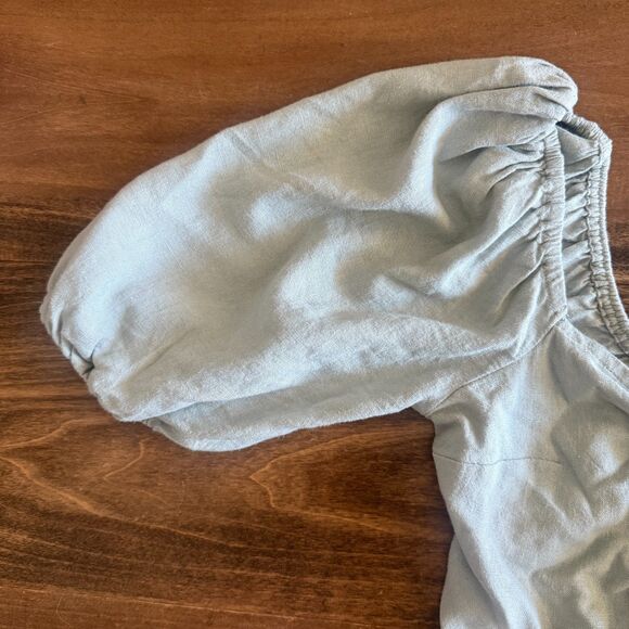 NWT Abercrombie & Fitch Green Linen Tie Front Crop Top Women's Small - Picture 7 of 16